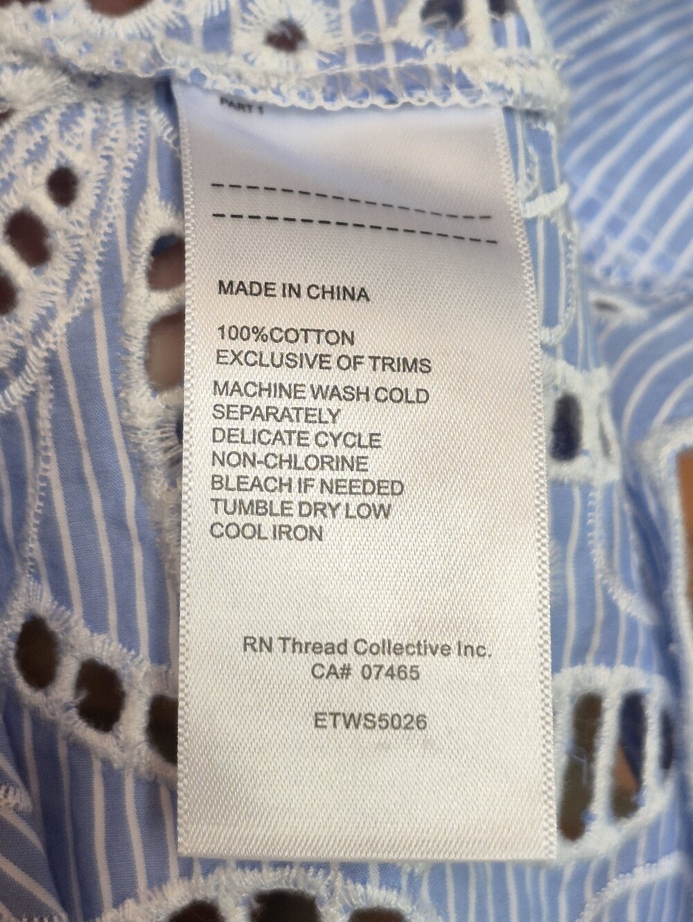 Ellen Tracy 100% Cotton Pinstripe Eyelet Button Front Maxi Dress L - Picture 11 of 11